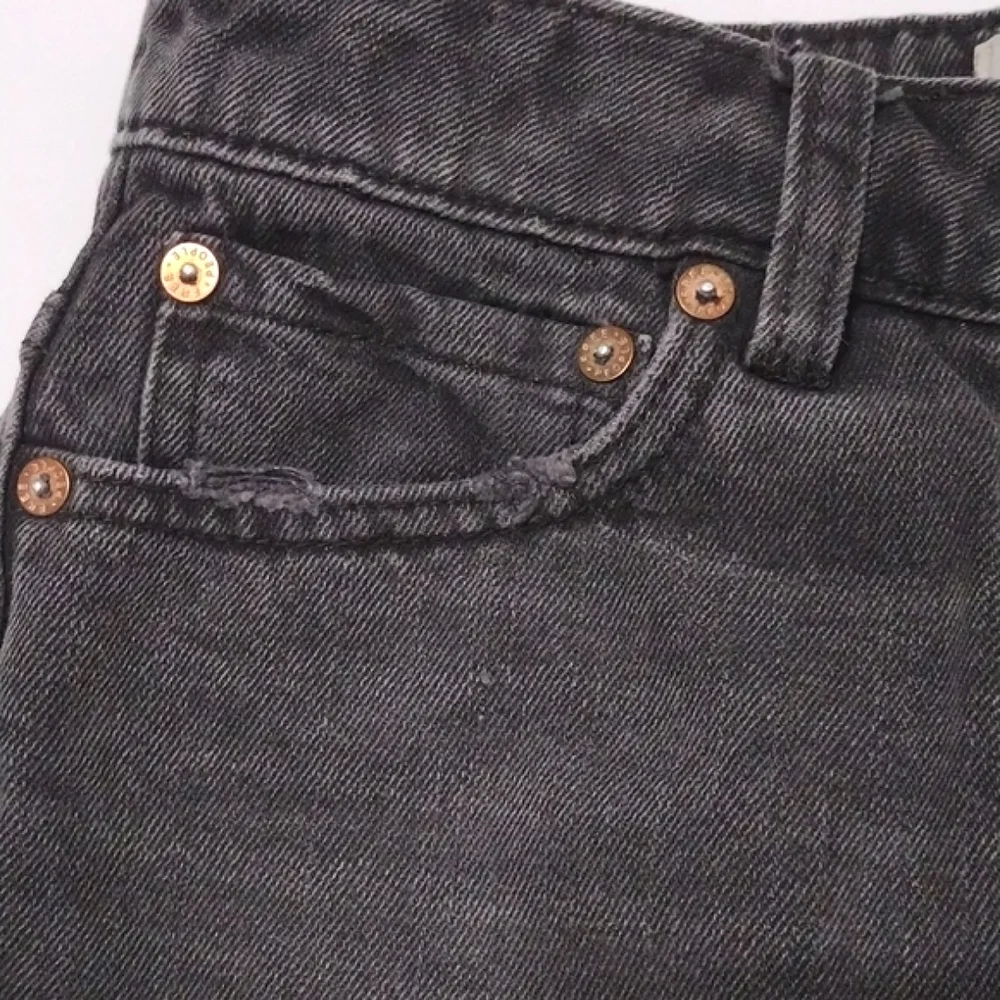 Free People We The Free Black Zip Front Denim Micro Mini Skirt Y2K Size 25